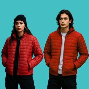 Point Zero Ultralight Puffer Jacket Red Quilted Zip Front | Size XL